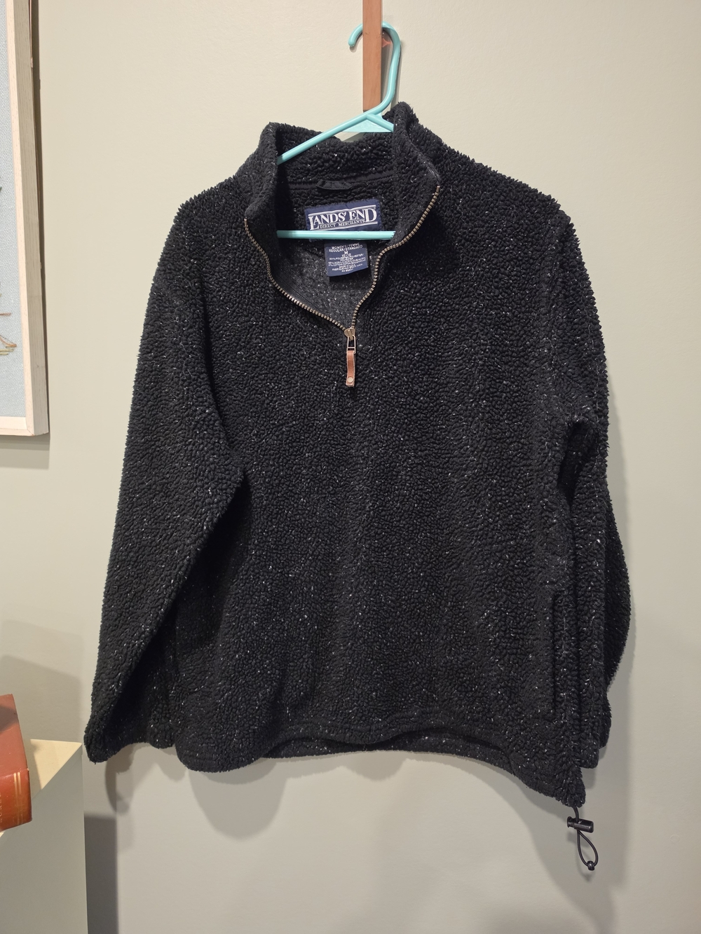 Lands' End Black Sherpa Quarter-Zip Pullover